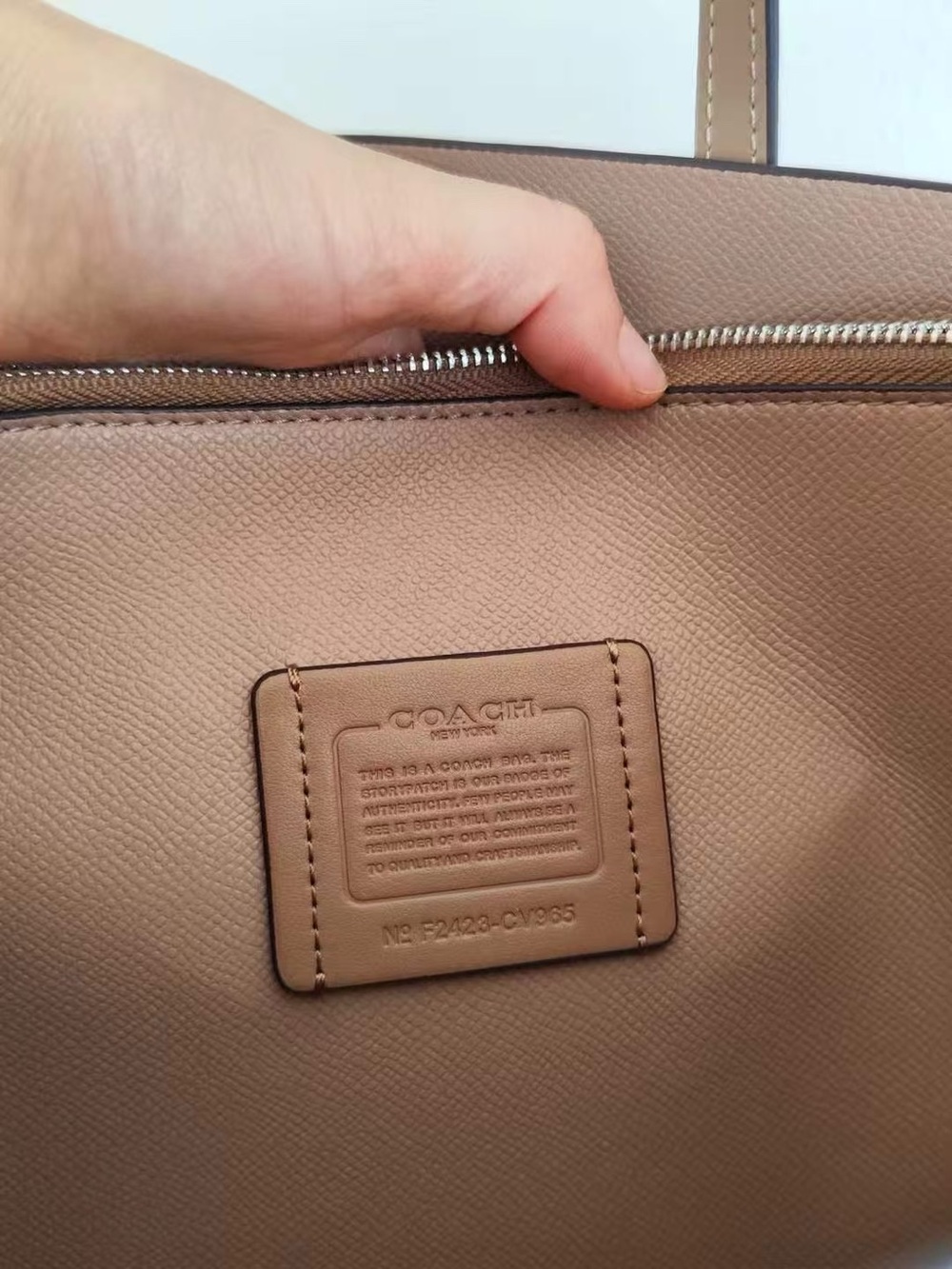 Coach Signature Canvas Satchel in Beige with Tan Trim - Picture 9 of 9